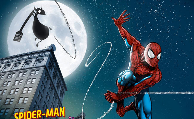 Spiderman contre la vache qui meuh