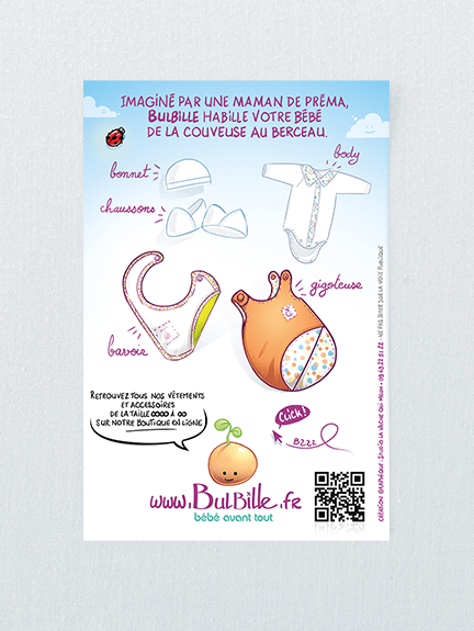 Graphisme d'un flyer pour vente en ligne de vetements bébé