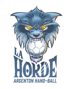 loup tenant dans sa gueule un ballon de handball