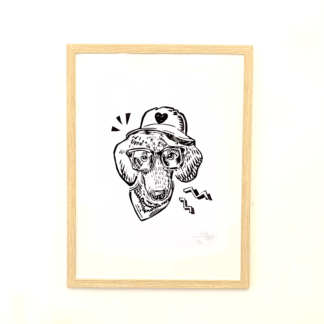 Teckel nickel- Linogravure – Tirage limité